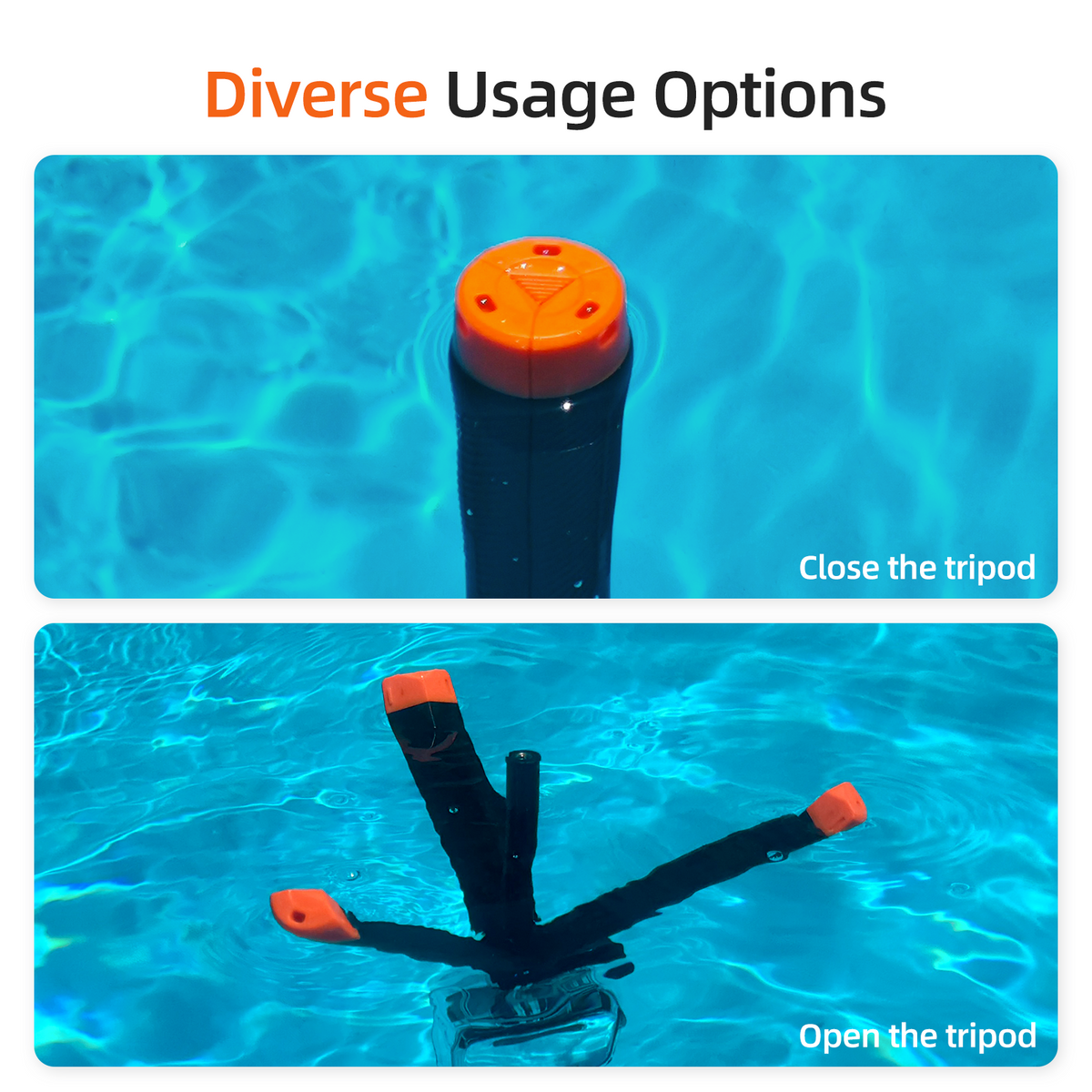 Telesin Floating Hand Grip Tripod Waterproof Extendable Selfie Stick