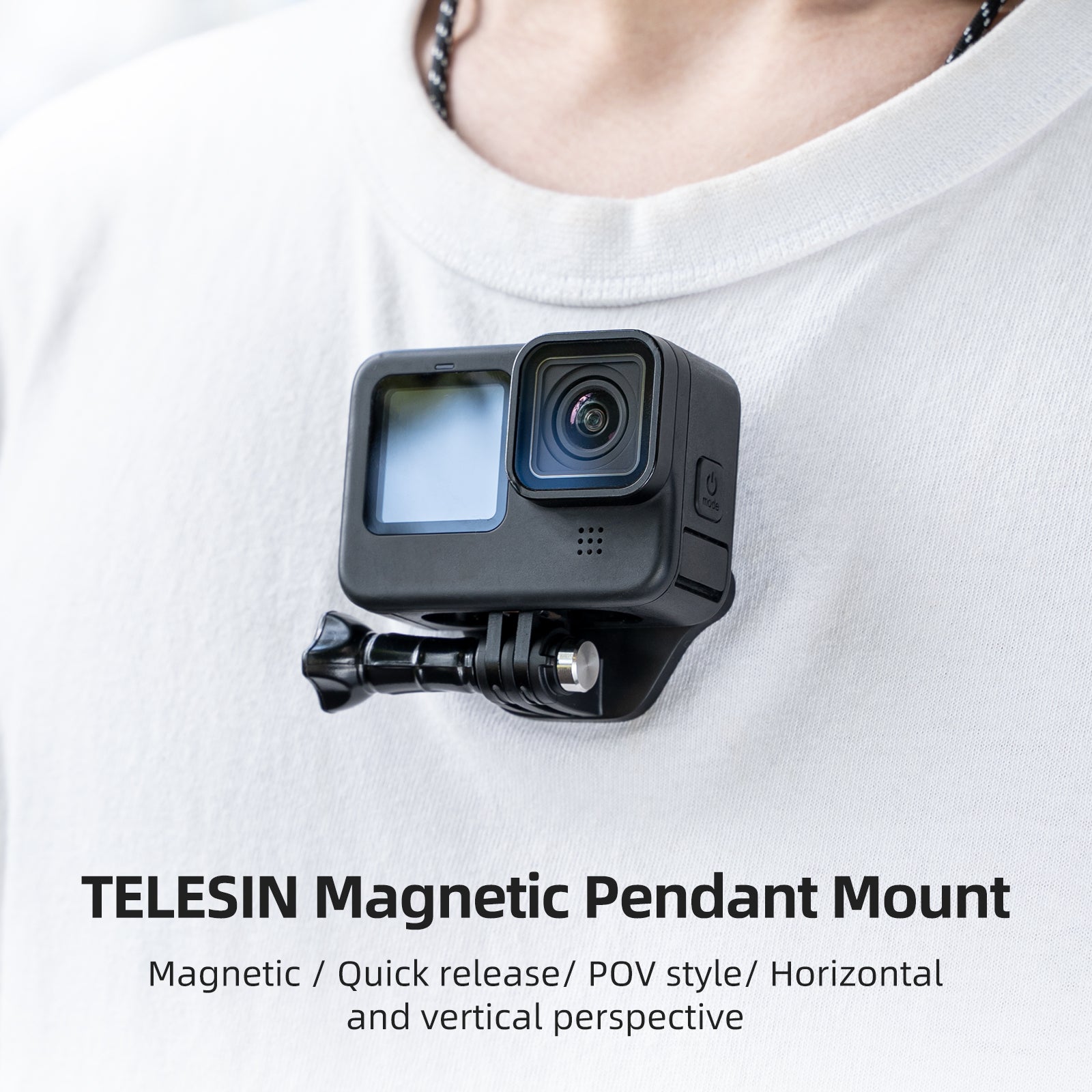 TELESIN Magnetic Action Camera Mount, Chest Neck Snap Mount Halter Set Compatible with GoPro, Insta360, DJI Osmo Action