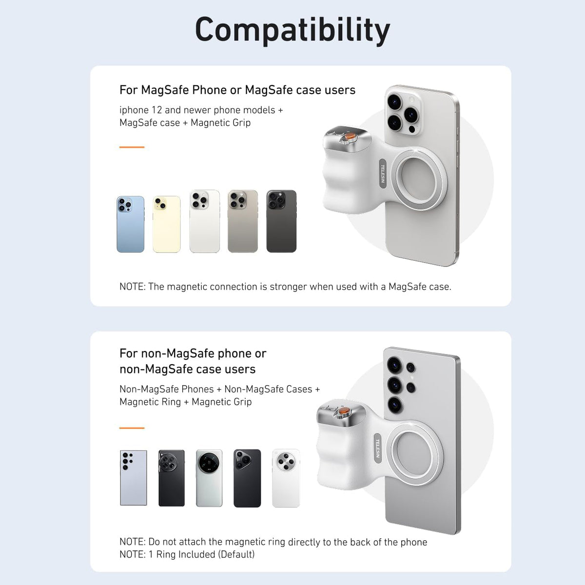 Telesin Fun Shot V2 Magnetic Grip for Mobile Phone | DSLR Camera Style Shutter Grip