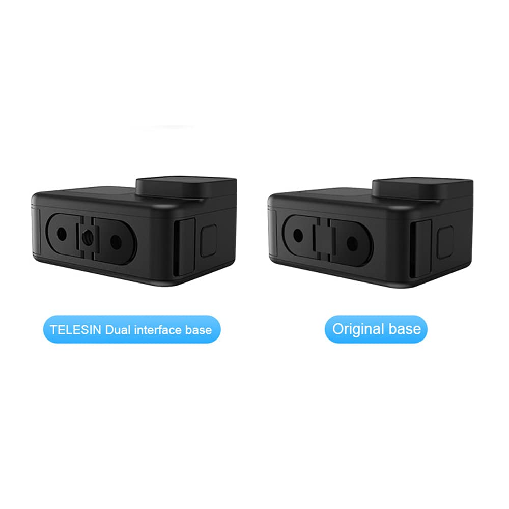 TELESIN Replacement Adapter Mount with 1/4 Tripod Connector Port Compatible with GoPro Hero 12 Hero 11 Hero 10 Hero 9 Hero 8 Max, Dual Interface Design for Straightly Mounting with Selfie Stick