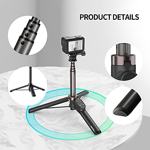 TELESIN Wireless Remote Control Selfie Stick for GoPro HERO11 HERO10 HERO9 GoPro Max with Phone Holder Clip and Tripod for Action Camera Mobile Phone TE-RCSS-001-1, 60CM
