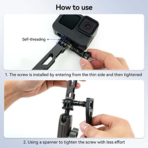 TELESIN Aluminum Extension Rod for Selfie Stick, 16.5cm Metal Pole Mount Extension Arm for Helmet and Action Camera