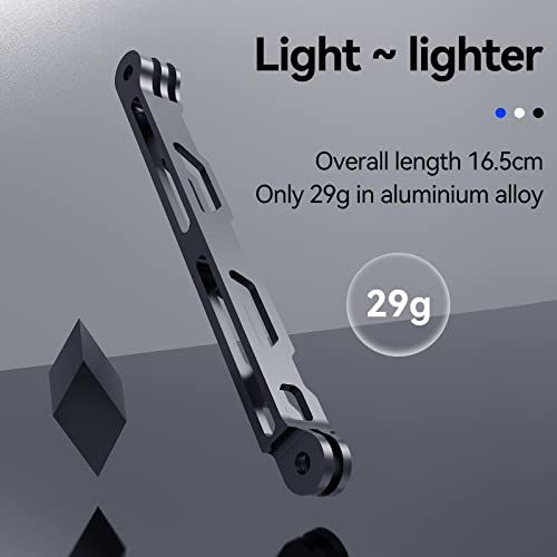 TELESIN Aluminum Extension Rod for Selfie Stick, 16.5cm Metal Pole Mount Extension Arm for Helmet and Action Camera