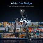 TELESIN Shorty Power Grip Rechargeable Selfie Stick with Remote Control for GoPro HERO13/12/11/10/9/MAX | 5000mAh Battery Tripod Stand Extension