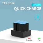 TELESIN Triple Battery Charger Dock with Type-C Cable for GoPro HERO13 Battery | Enduro Batteries Charger for GoPro 13