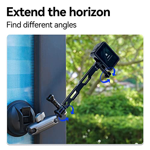 TELESIN Aluminum Extension Rod for Selfie Stick, 16.5cm Metal Pole Mount Extension Arm for Helmet and Action Camera