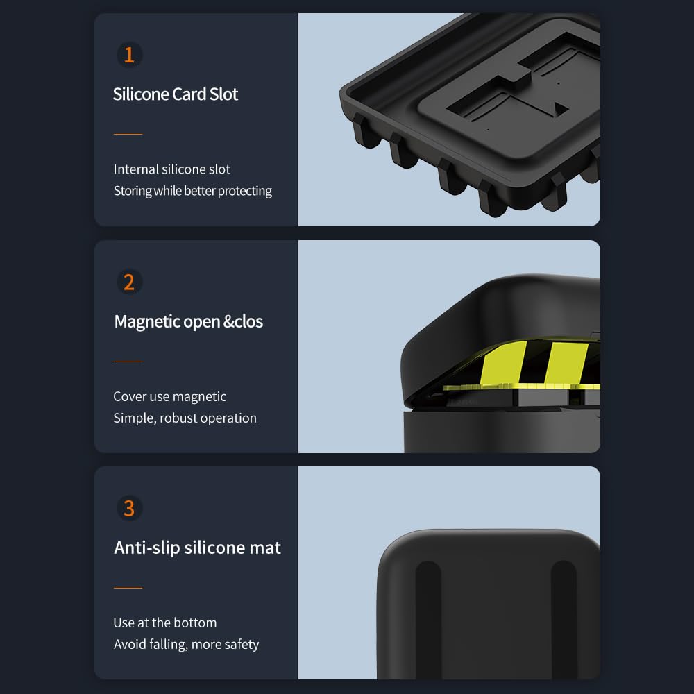 TELESIN 3 Slots Storage Charger Box For GoPro HERO12 HERO11 HERO10 HERO9 Black Action Camera