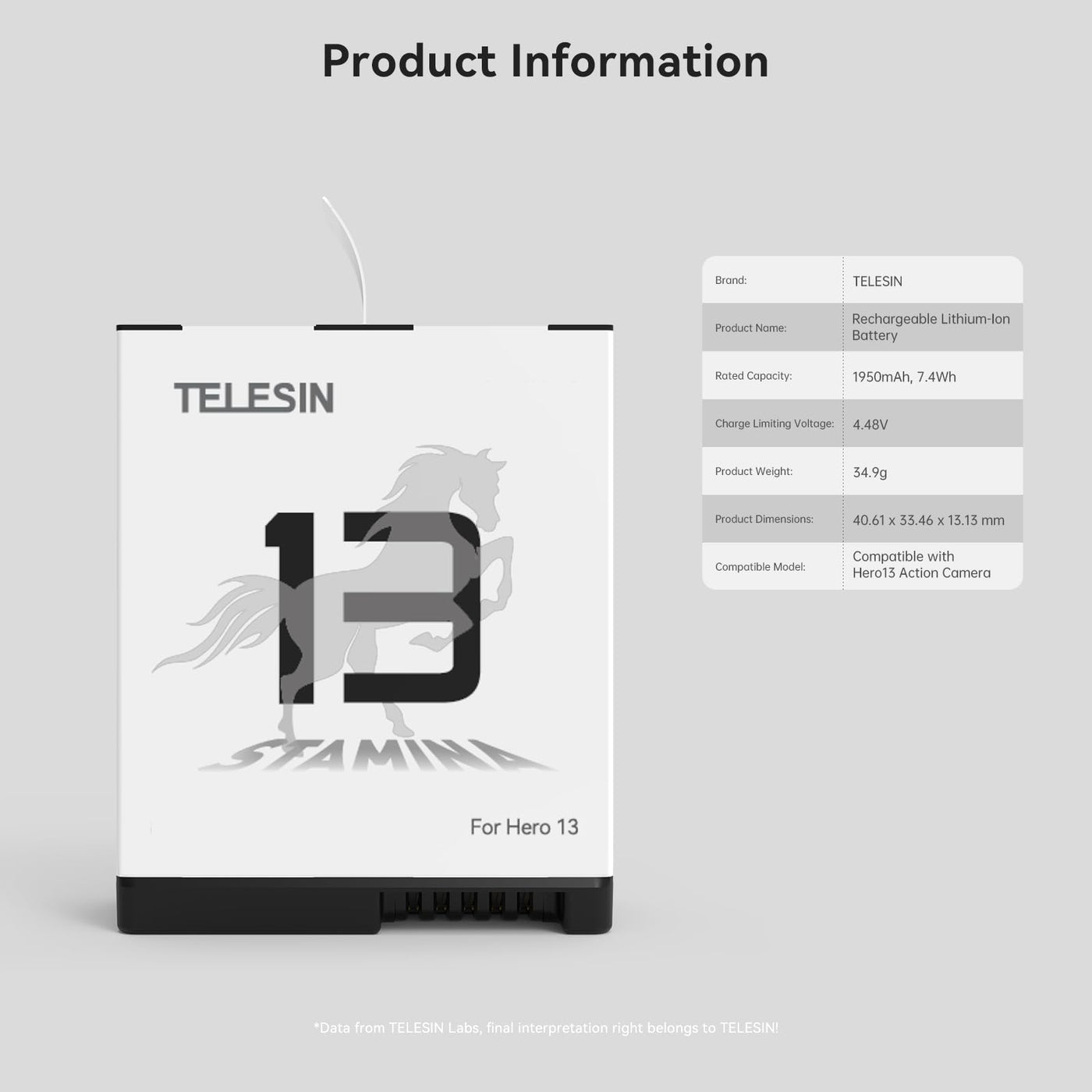 TELESIN 2-Pack Stamina Enduro Battery and Pocket Storage Charger Bundle for GoPro HERO13 | Multifunctional Charger with Flat Design for GoPro 13