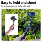 TELESIN Aluminum Extension Rod for Selfie Stick, 16.5cm Metal Pole Mount Extension Arm for Helmet and Action Camera
