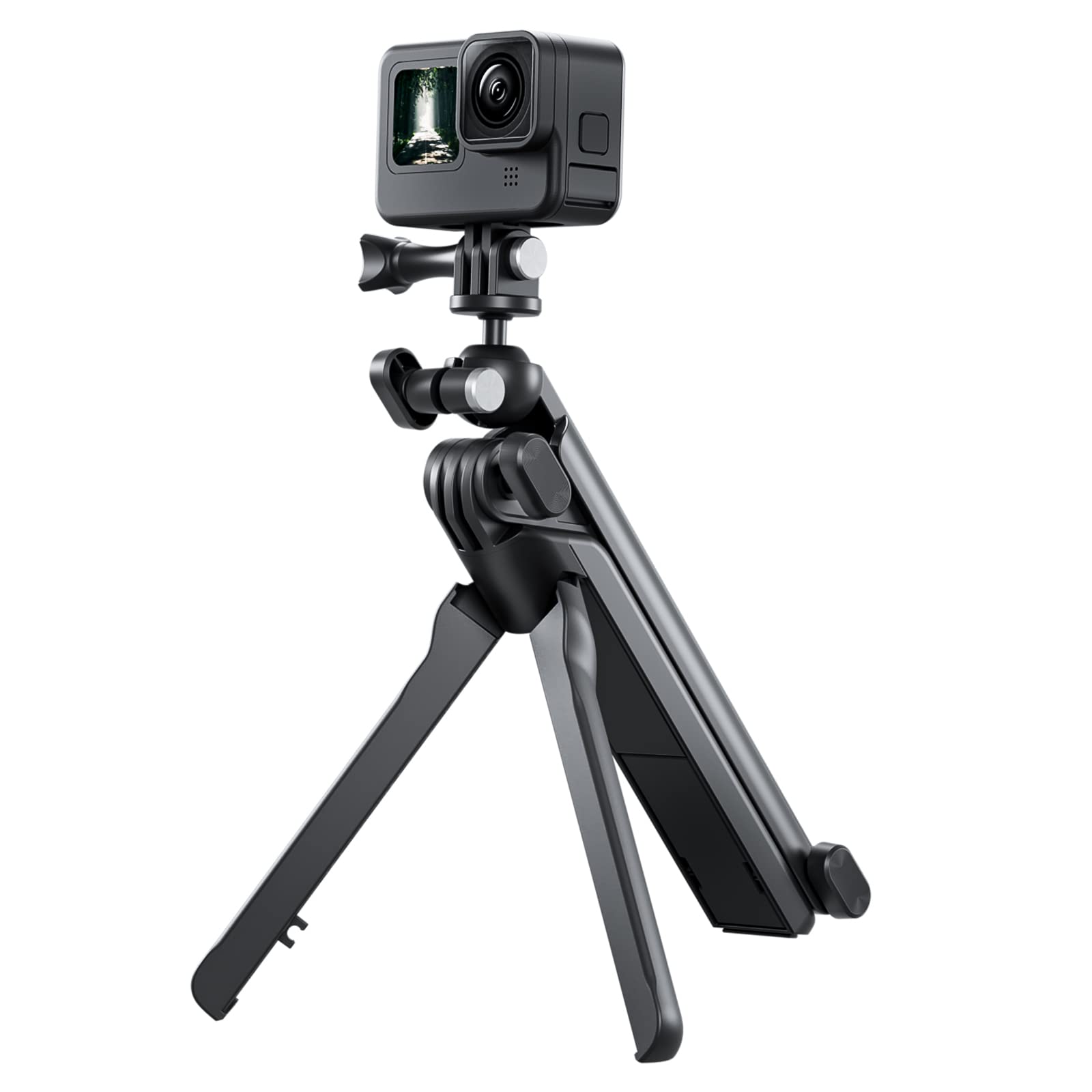 TELESIN 3-Way Foldable Tripod With 360 Degree Rotary Ball Head Mount Compatible with GoPro All Series, Insta360 One R RS, DJI Action 2 3, OSMO Action Camera
