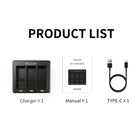 TELESIN Triple Battery Charger Dock with Type-C Cable for GoPro HERO13 Battery | Enduro Batteries Charger for GoPro 13