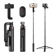 TELESIN Wireless Remote Control Selfie Stick for GoPro HERO11 HERO10 HERO9 GoPro Max with Phone Holder Clip and Tripod for Action Camera Mobile Phone TE-RCSS-001-1, 60CM