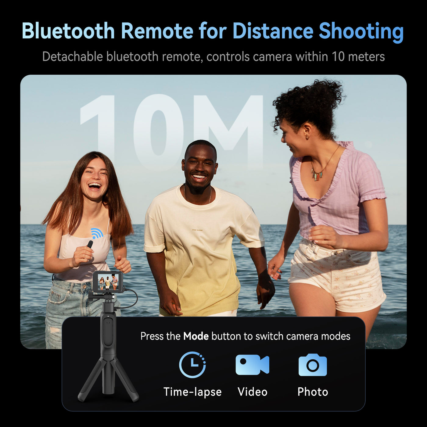TELESIN Shorty Power Grip Rechargeable Selfie Stick with Remote Control for GoPro HERO13/12/11/10/9/MAX | 5000mAh Battery Tripod Stand Extension