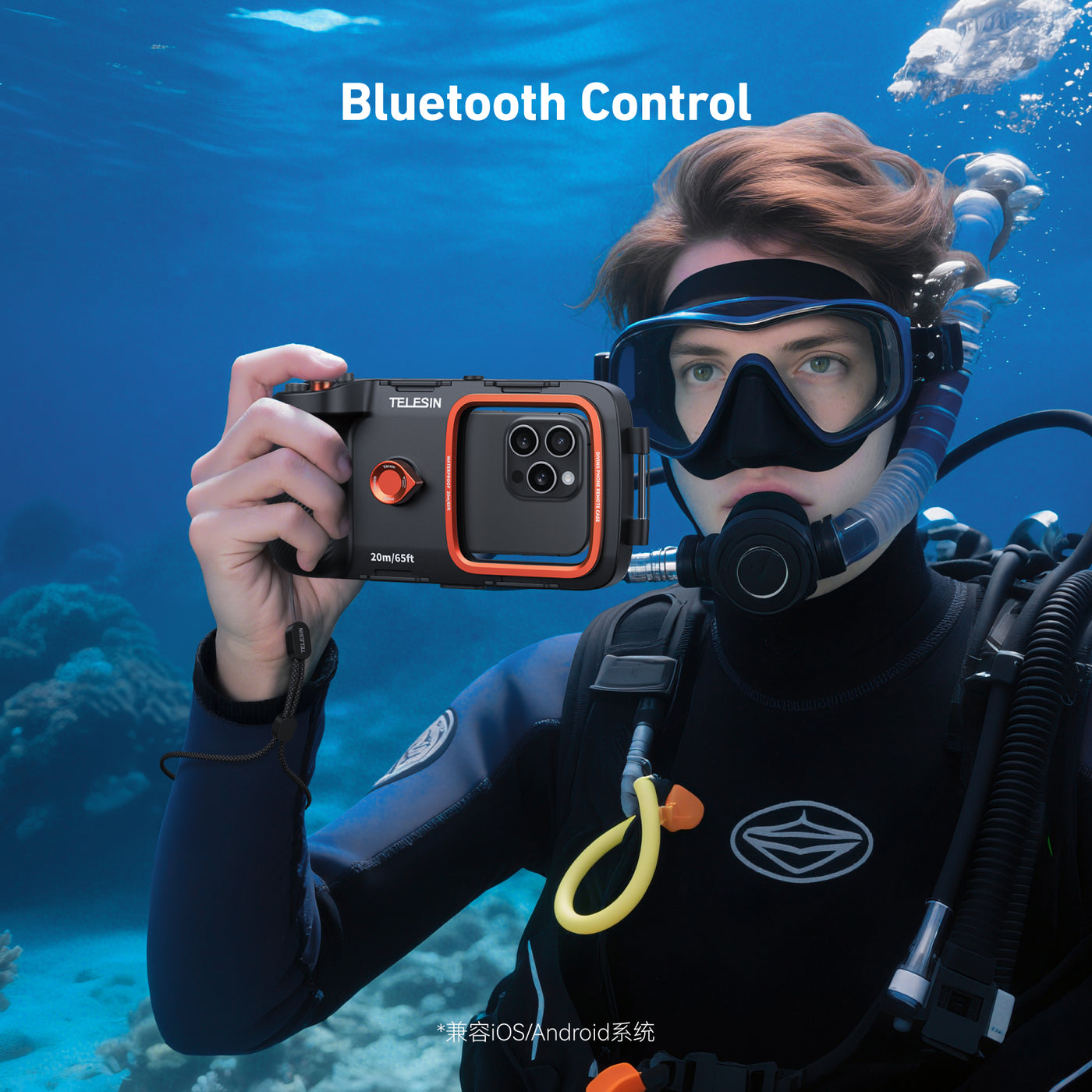 TELESIN Underwater Mobile Phone Waterproof Dive Case | 20 Meter Depth Diving Snorkeling Universal Dive Housing Handle Grip for iPhone, Samsung and Most Smartphones