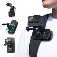 TELESIN S2 Quick Release Magnetic Backpack Strap Mount | 360 Degree Swivel Clip Compatible with GoPro Insta360 DJI Action Osmo Pocket Accessories
