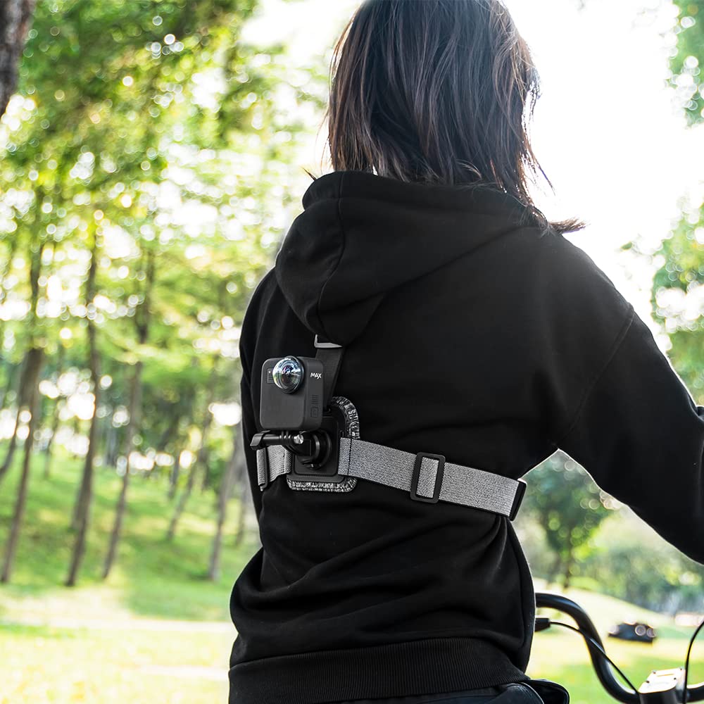 TELESIN Chest Strap Mount, Front & Back Dual Angle Chest Harness Wearing Belt Mount for GoPro, Insta360. DJI Action 2 Osmo Action Camera Accessories