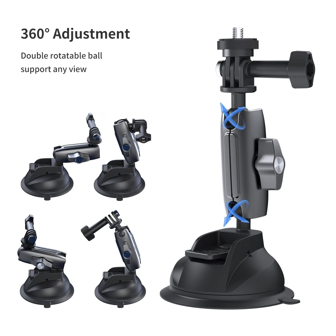 TELESIN Action Camera Universal Suction Cup Mount 360 Degree Rotatable for GoPro, Insta 360, DJI Action 2, Osmo Action, Osmo Pocket and Mobile Phone