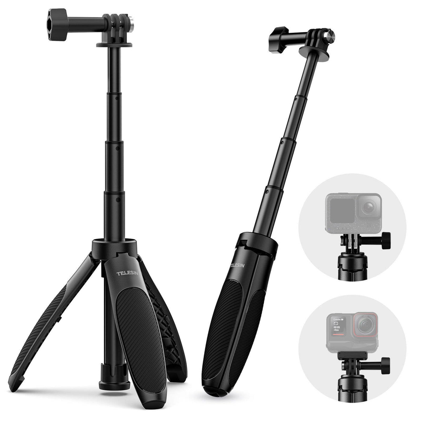 TELESIN 2.0 Mini Desktop Tripod for GoPro Insta360 DJI Action Osmo Pocket | Compact Size Extendable Camera Selfie Stick