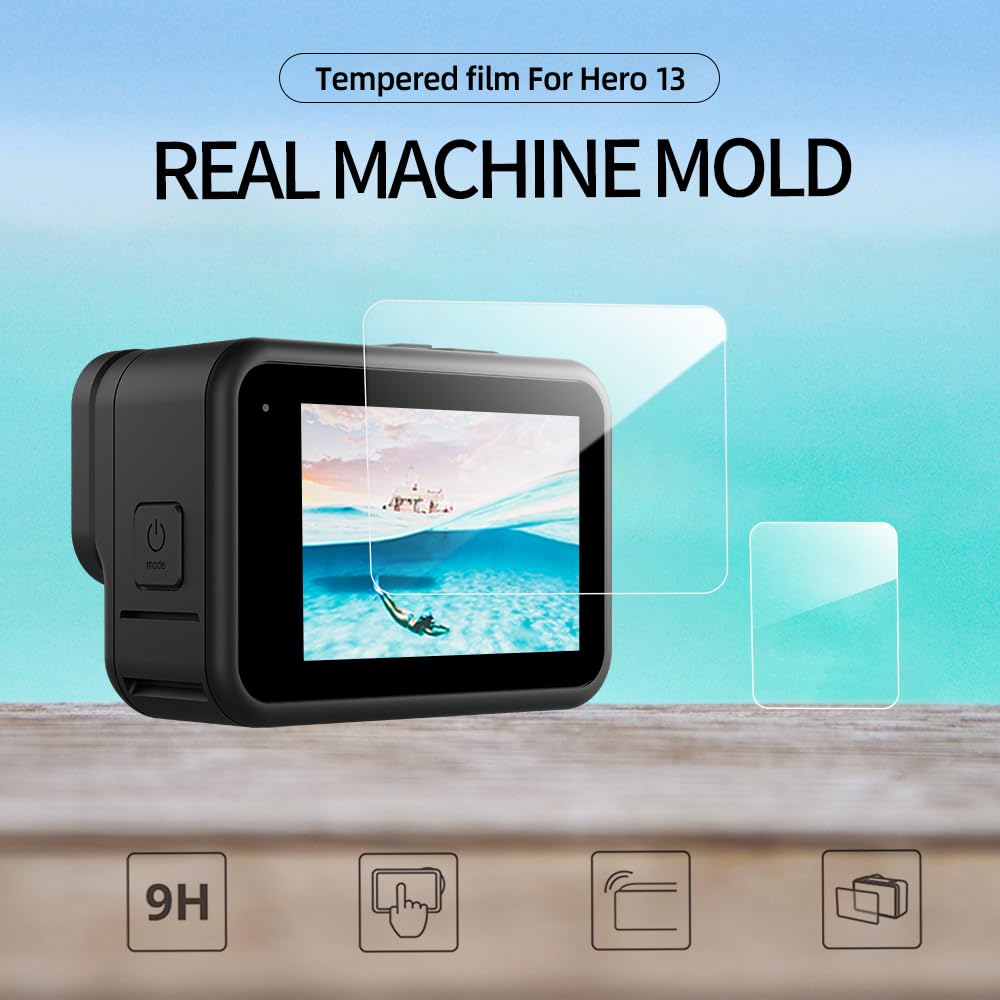 TELESIN Tempered Glass Screen Protector for GoPro HERO13 | HD Transparent Screen Lens Full Coverage Protective Film Set for GoPro 13