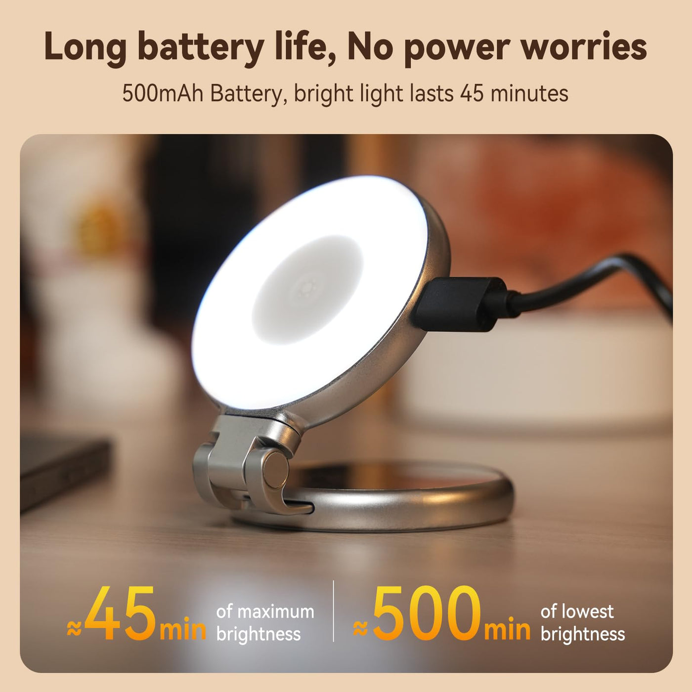 TELESIN Magnetic Selfie Ring Light Compatible with iPhone Magsafe | LED Phone Selfie Fill Light with Mirror and Sticky Ring