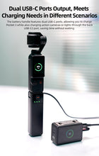 LKTOP Osmo Pocket 3/4 Battery Handle Grip | Built-in 5000mAh Battery 22.5W Fast Charging with Reserved 1/4” Thread Hole Compatible with DJI Pocket 3/4