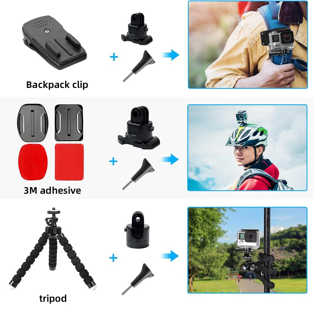 iGeek 65pcs Action Camera Accesories Kit | All in One Bundle Accesories Pack for GoPro Insta360 DJI Osmo Sports Cameras