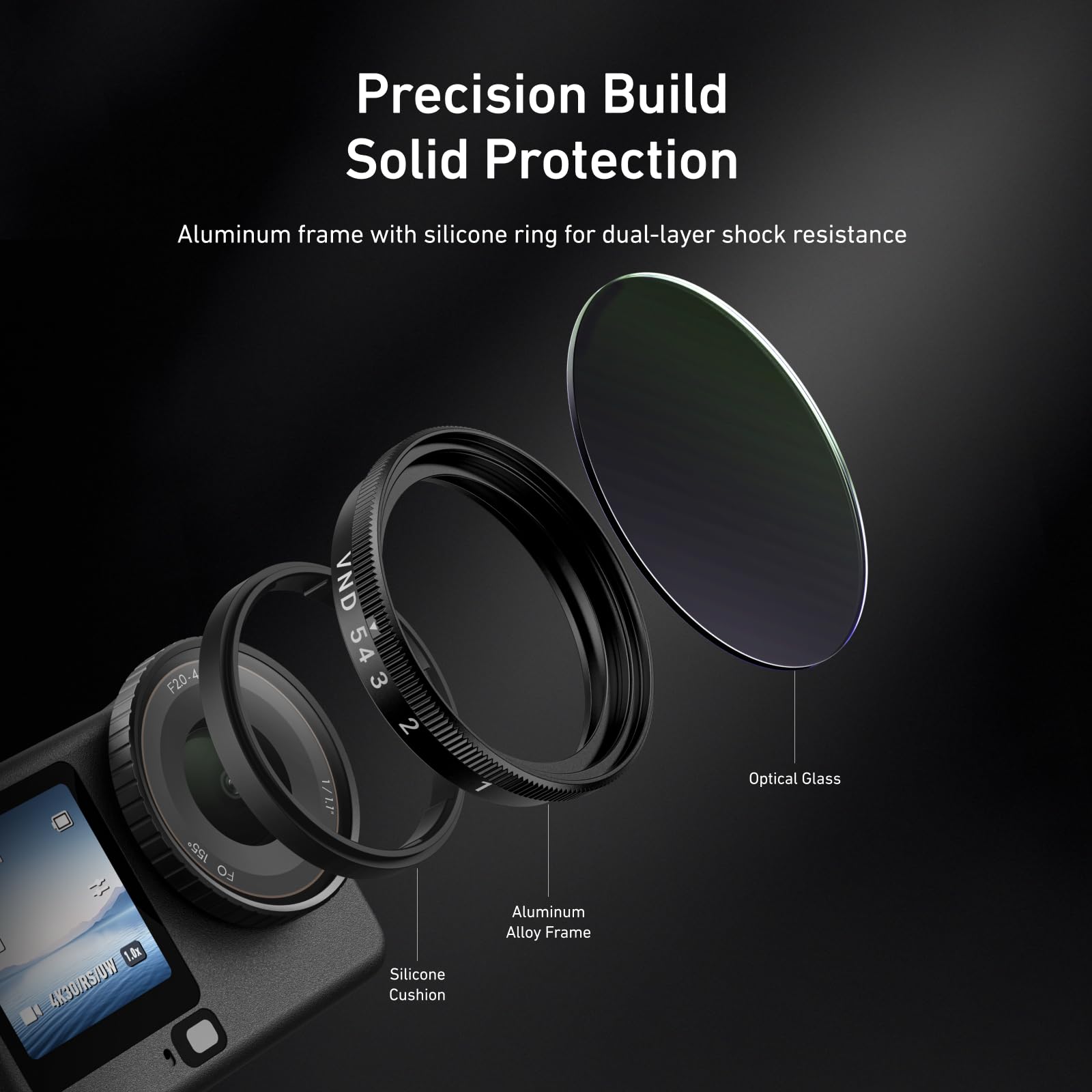 TELESIN 4-Pack CPL ND8 ND16 ND32 Lens Filter Kit for DJI Osmo Action 6 | Polarizing Neutral Density HD Ultra Thin Lens Protector for Action 6