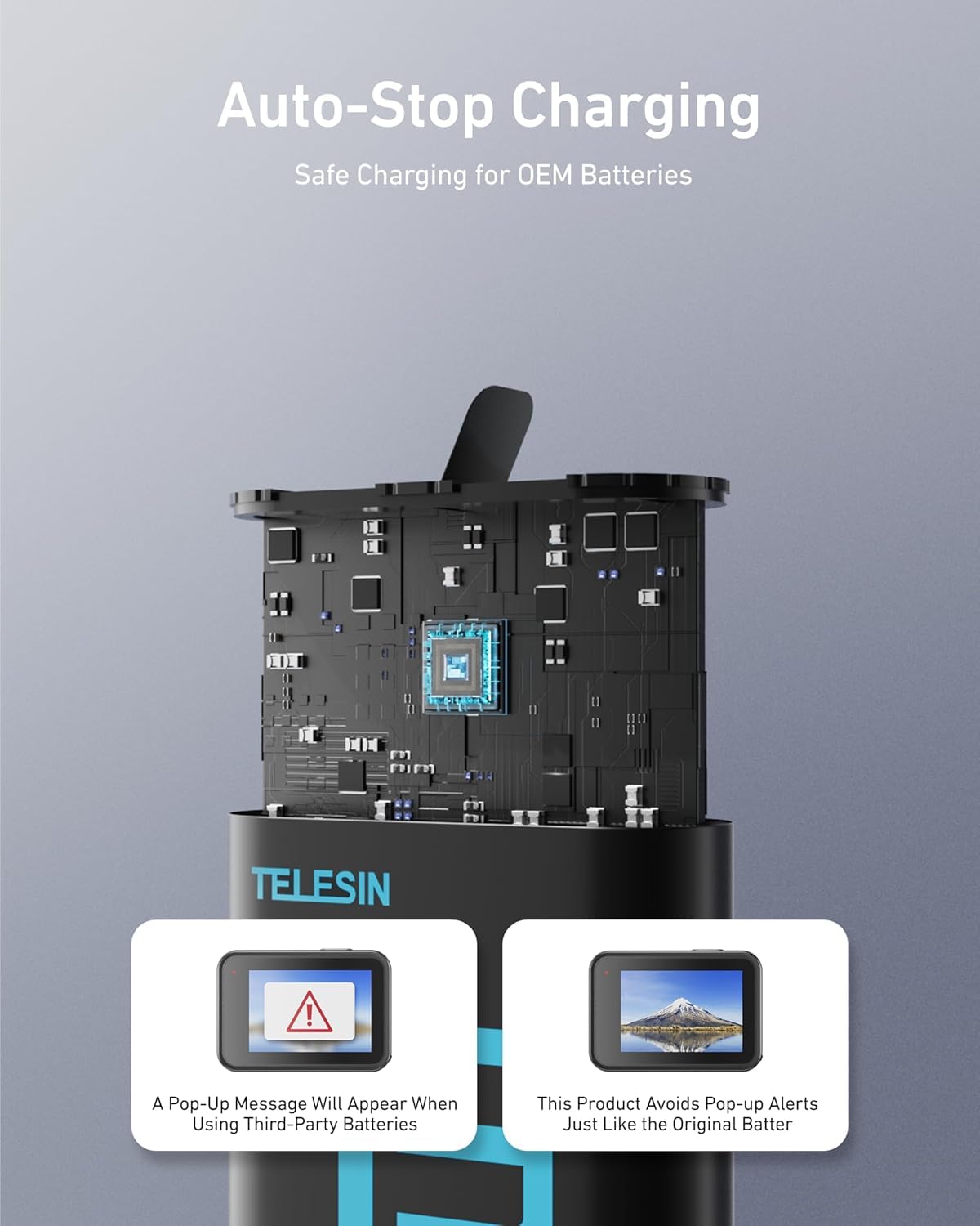 Telesin 2-Pack Batteries and 3 Slots Storage Charger for GoPro HERO13 Black