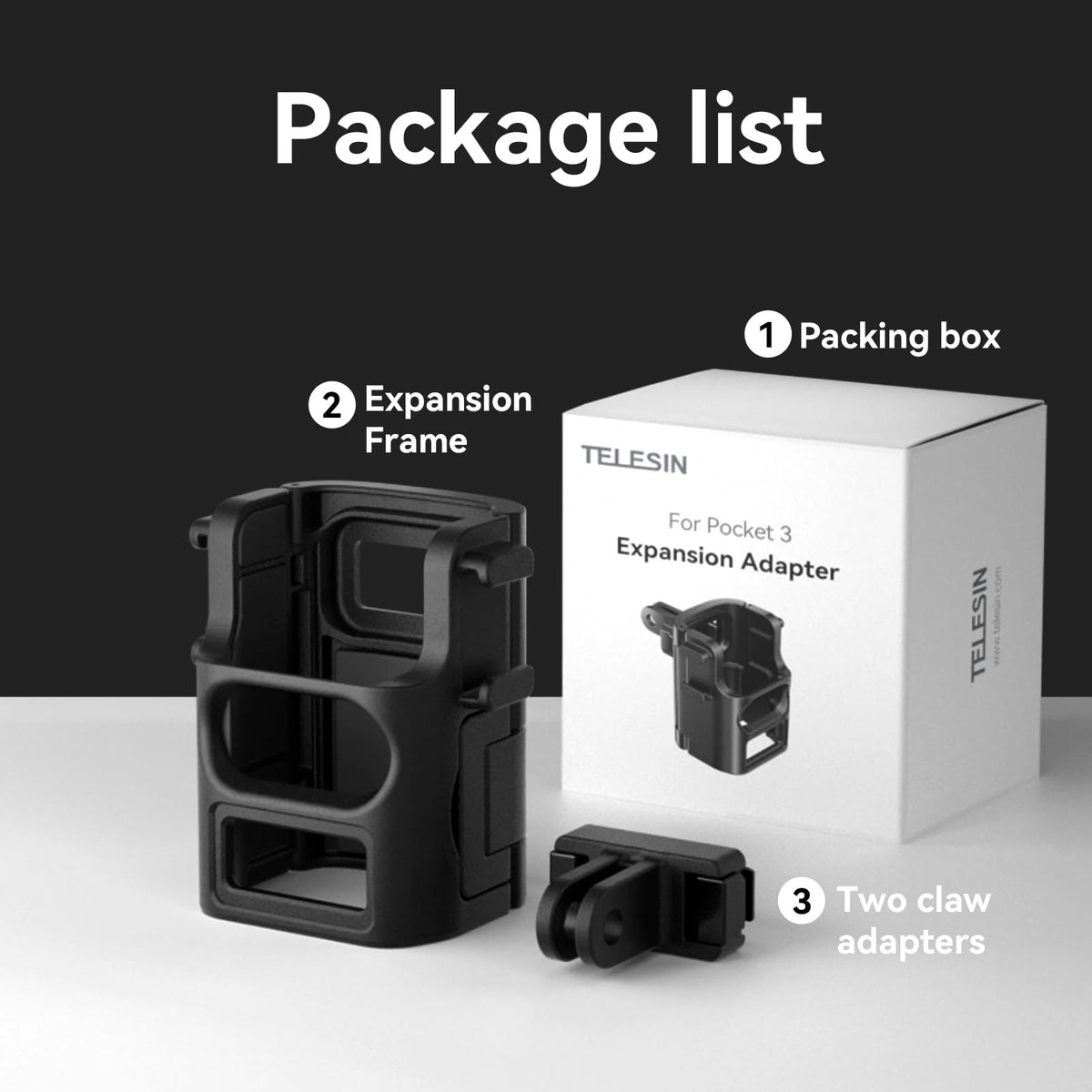 Telesin Aluminum Alloy Quick Release Extension Frame For DJI Osmo Pocket 3