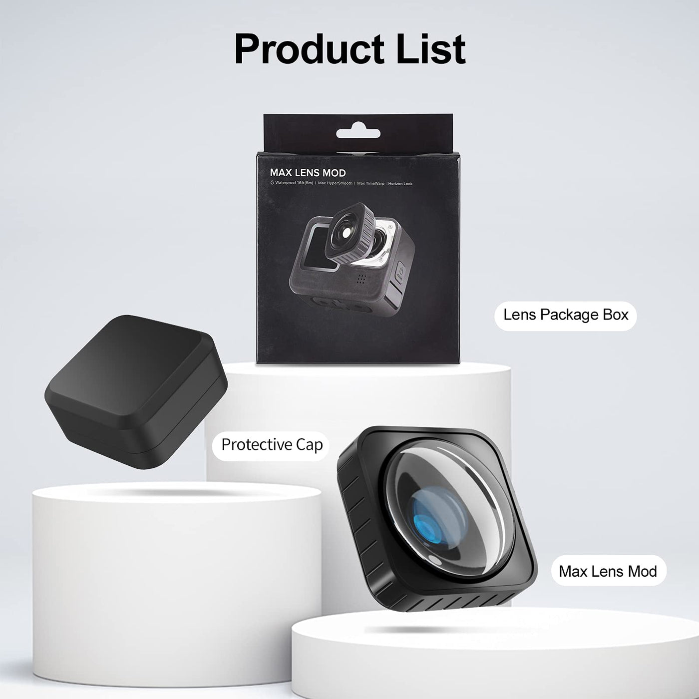 TELESIN Max Lens Mod For GoPro Hero 12 Hero 11 Hero 10 Hero 9 Black 155 Degree Ultra-wide Angle, Anti-Skid Waterproof Replacement Lens for GoPro 12/11/10/9 Black Accessories