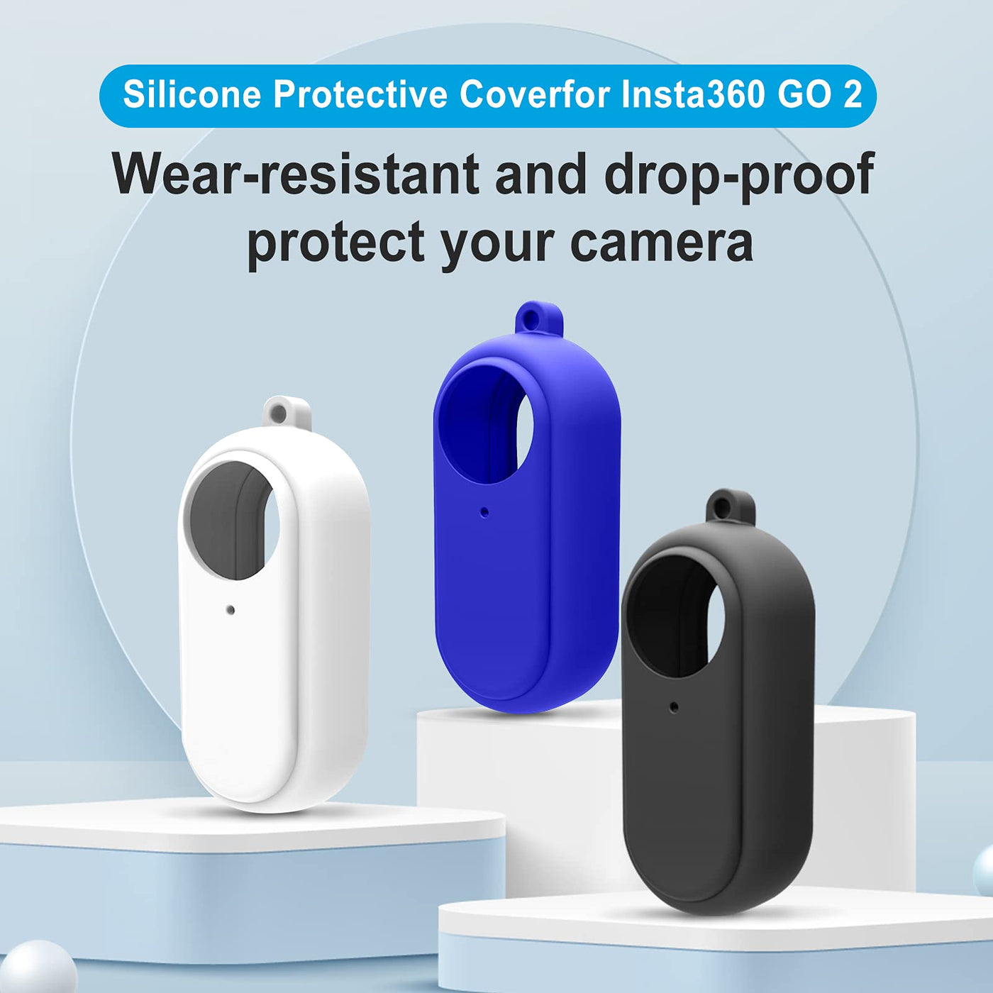 TELESIN Silicon Case for Insta360 GO 2 Rubber Sleeve Case with Lanyard Silicone Protective Cover Insta360 GO2 Accessory - Black