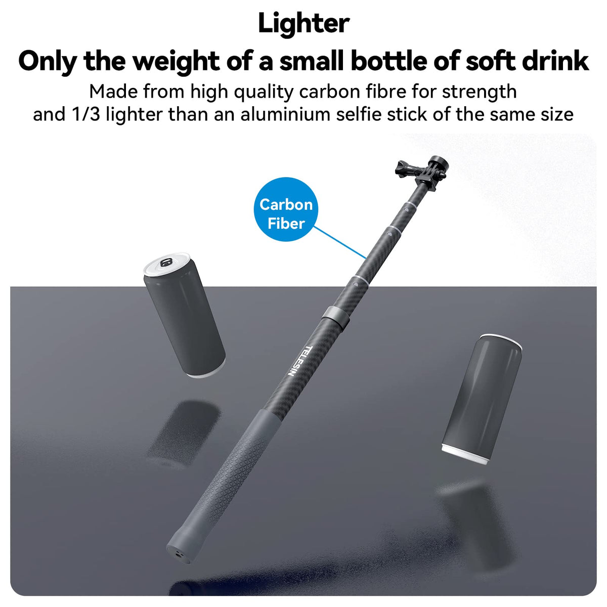 Telesin 2nd Gen 3 Meter Ultra Long Carbon Fiber Invisible Selfie Stick for Action Camera