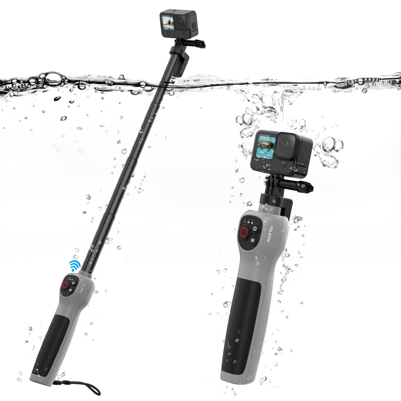 TELESIN Underwater Selfie Stick with Bluetooth Remote Control for GoPro HERO13 12 11 10 9 8 | Waterproof & Extendable for Diving Surfing Snorkeling