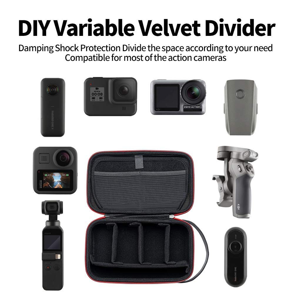 Telesin Portable Storage Bag Space Adjustable Carrying Case for Action Camera