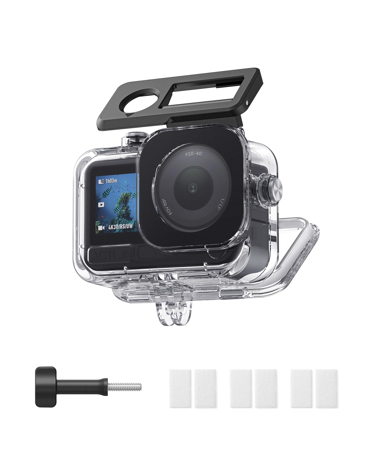 TELESIN Waterproof Case for DJI Osmo Action 6 | Underwater Protective Housing with Anti-Fog Insert, 60M/196FT Deep Scuba Diving Snorkeling for Action 6