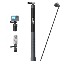 TELESIN 2Nd Gen 3 Meter Ultra Long Carbon Fiber Selfie Stick for Action Camera