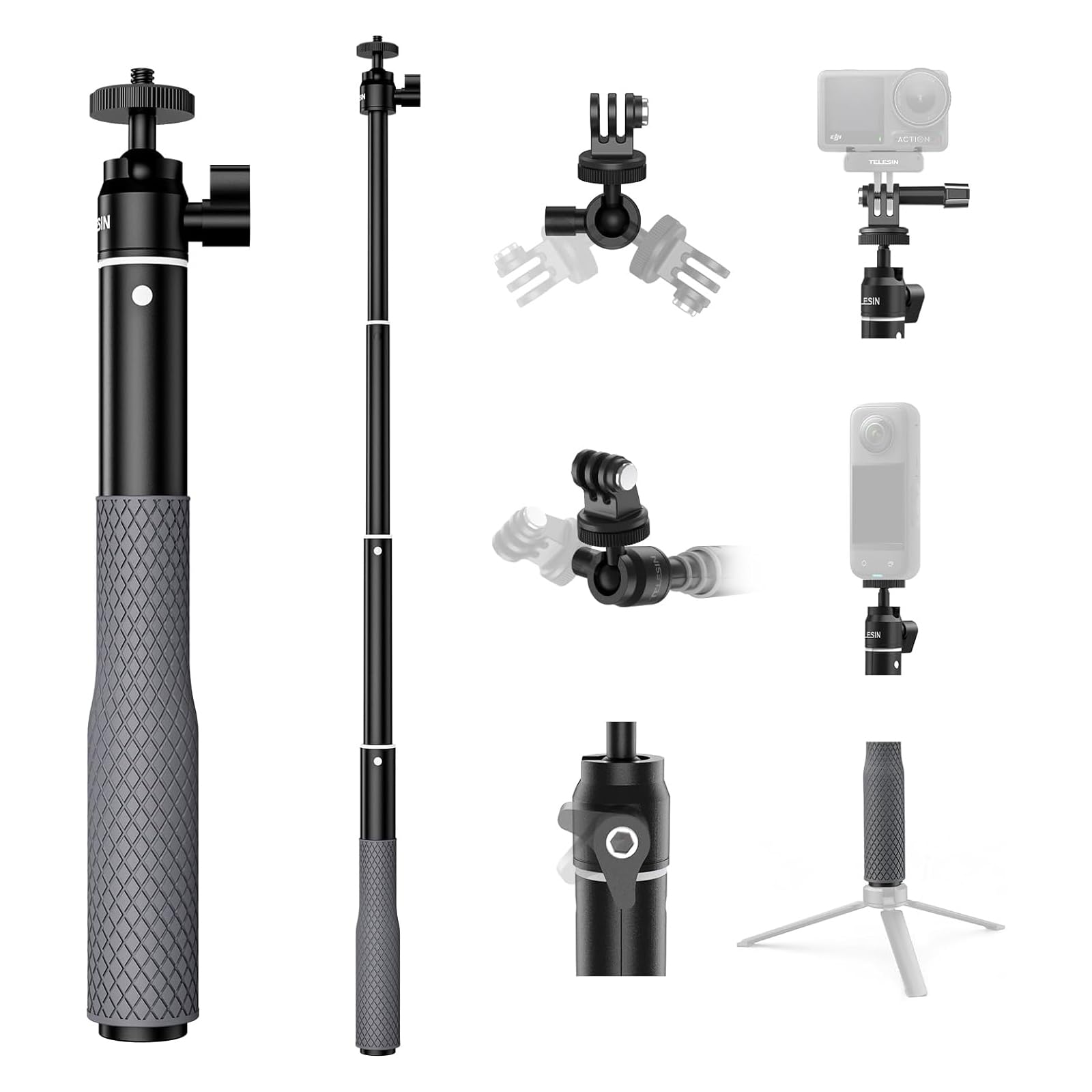 TELESIN 65cm Waterproof Selfie Stick with 360 Degree Ball Head | Underwater Snorkeling Diving Extension Monopod for GoPro Insta360 DJI Osmo Action Camera