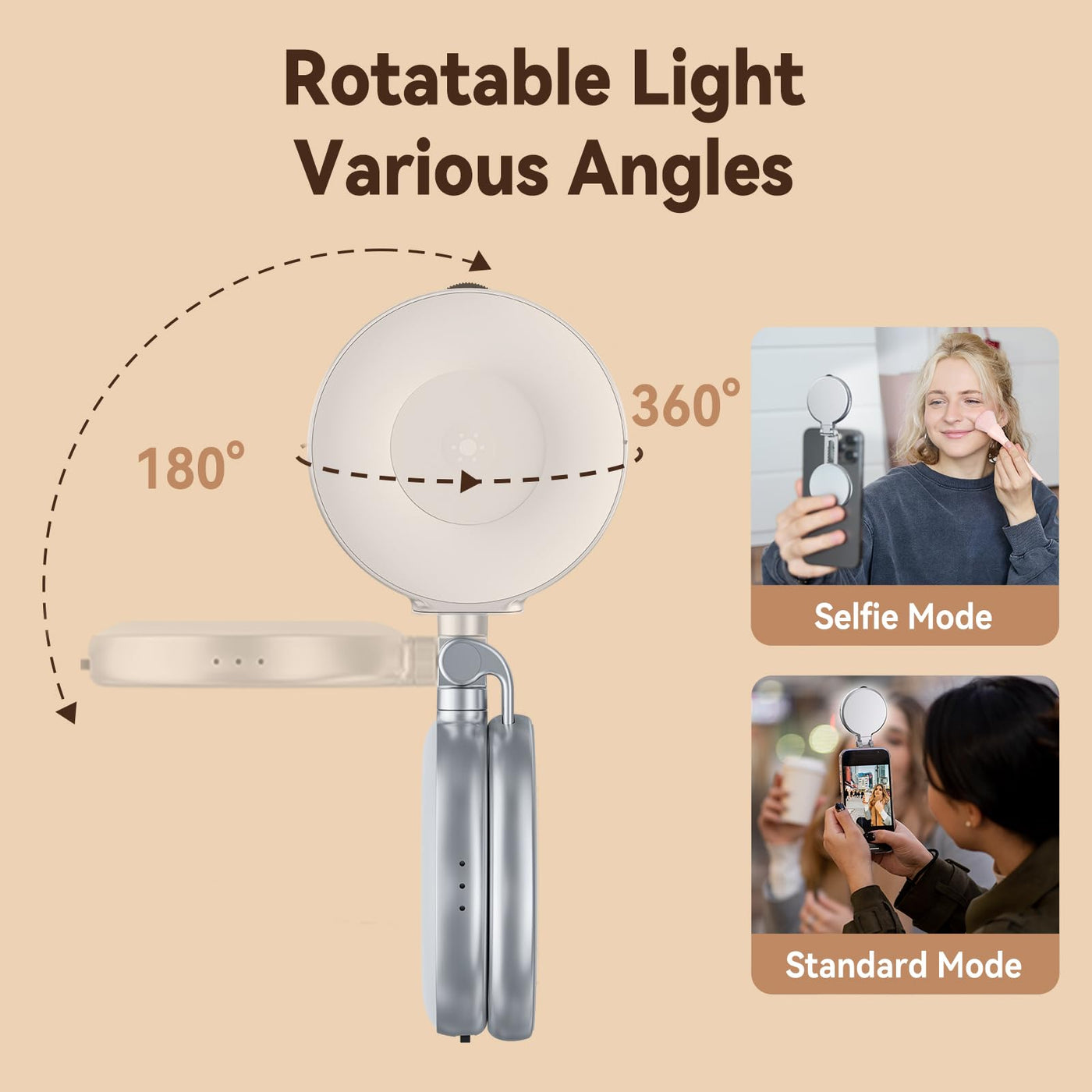 TELESIN Magnetic Selfie Ring Light Compatible with iPhone Magsafe | LED Phone Selfie Fill Light with Mirror and Sticky Ring
