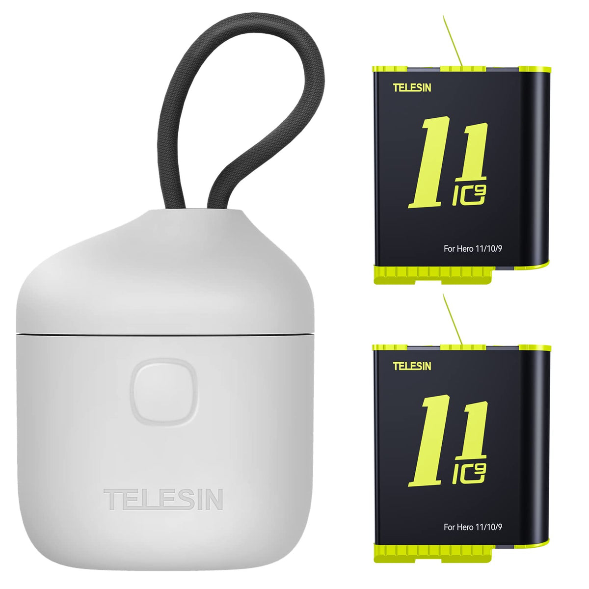 Telesin 2-Pack Batteries and Allin Box Battery Charger Bundle for GoPro HERO11/10/9