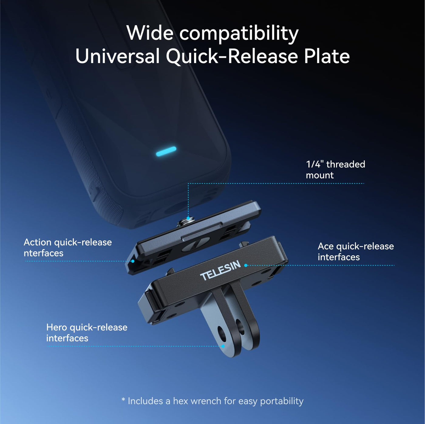 TELESIN Magnetic Quick Release Mount Set for Insta360 Ace/Ace Pro/Ace Pro 2, Insta360 X2/X3/X4/X5 | Metal Connection Plate Adapter for Insta 360 Ace Series, X Series Action Camera