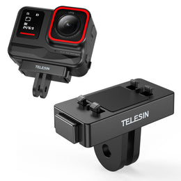 Telesin Magnetic Quick Release Mount for Insta360 Ace/Ace Pro | Aluminum Snap-On Magnetic Two-Claw Base Mount with 1/4" Screw Hole