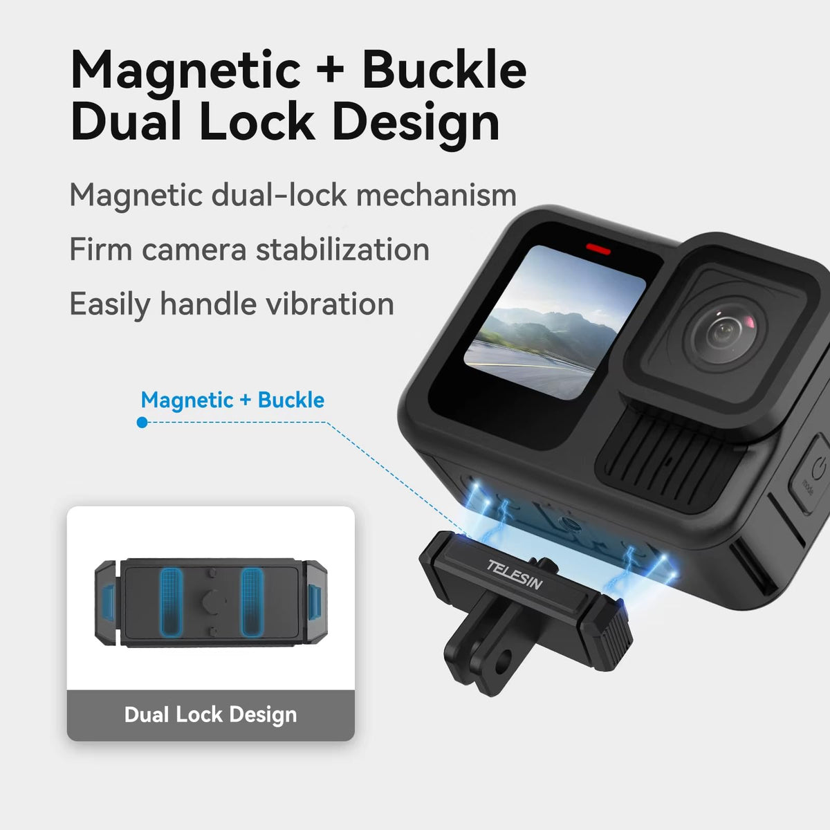 Telesin Magnetic Quick Release Metal Base Mount for GoPro HERO 13 Black