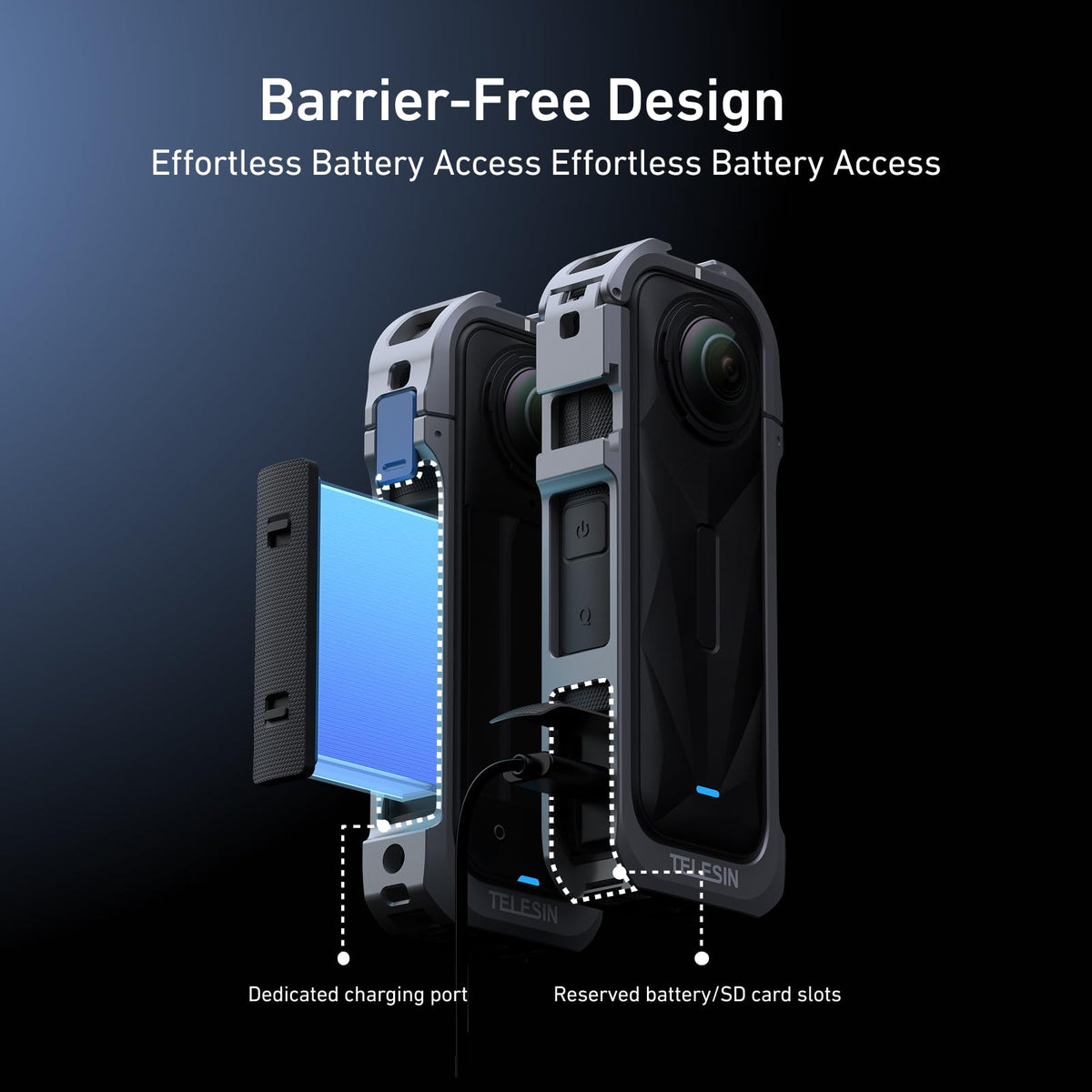 Telesin Aluminum Metal Full Cage Frame Case for Insta360 X5