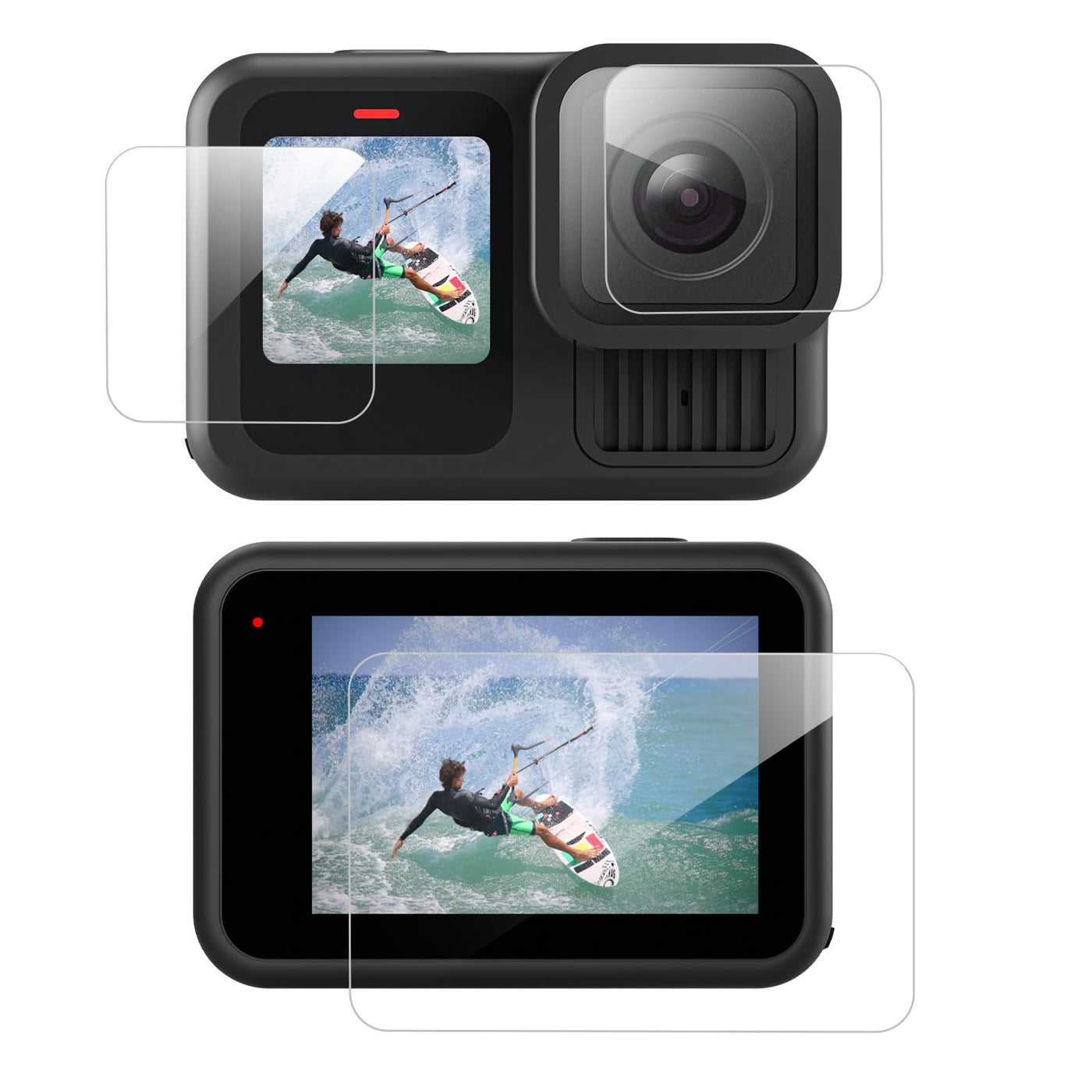 TELESIN Tempered Glass Screen Protector for GoPro HERO13 | HD Transparent Screen Lens Full Coverage Protective Film Set for GoPro 13