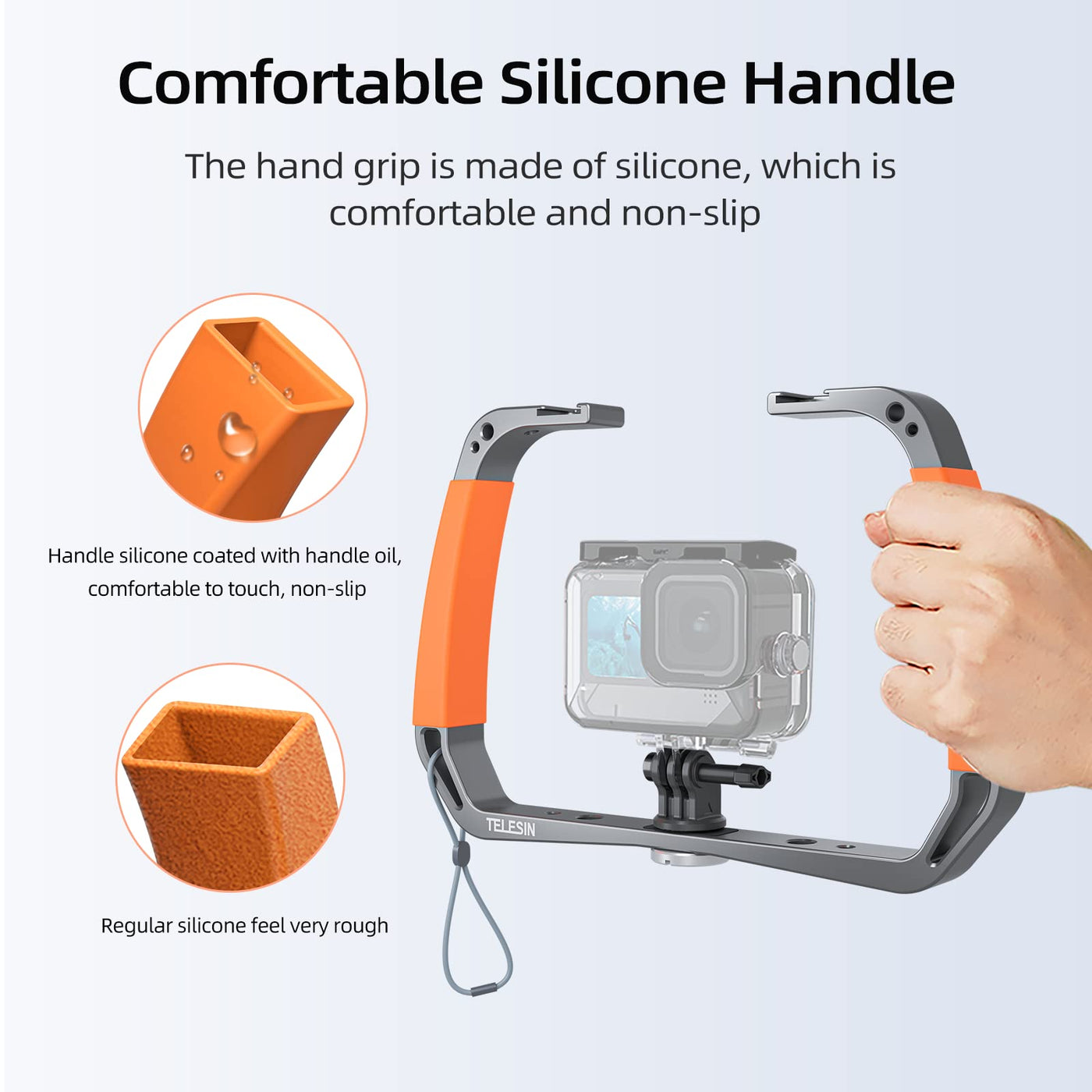 TELESIN Diving Rig Handheld Stabilizer for GoPro HERO 11 10 9 8 with Cold Shoe Mount Wrist Strap for DJI Action 2 Osmo Action Insta360 ONE R Action Cameras