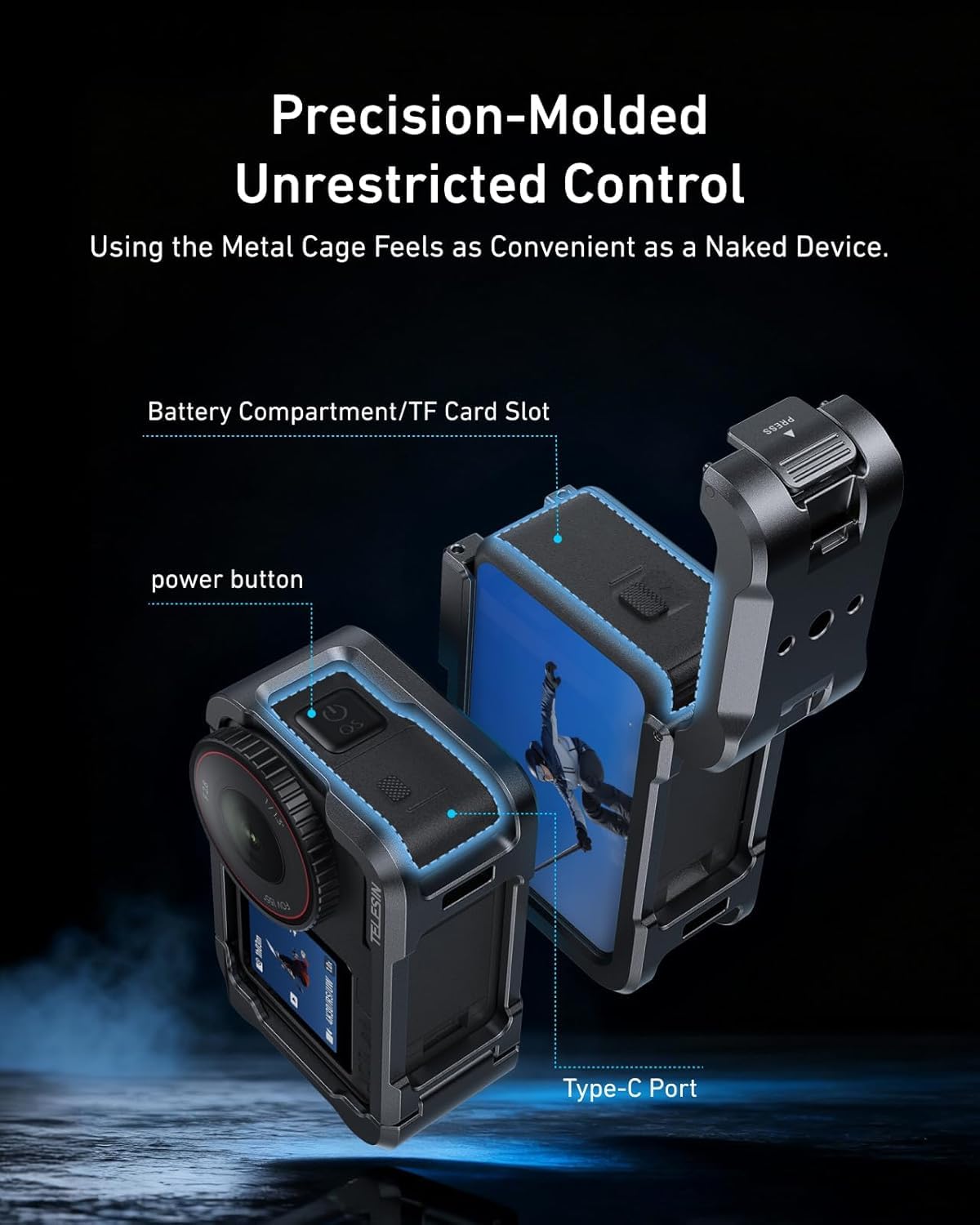 TELESIN Aluminum Alloy Protective Frame Case for DJI Osmo Action 6
