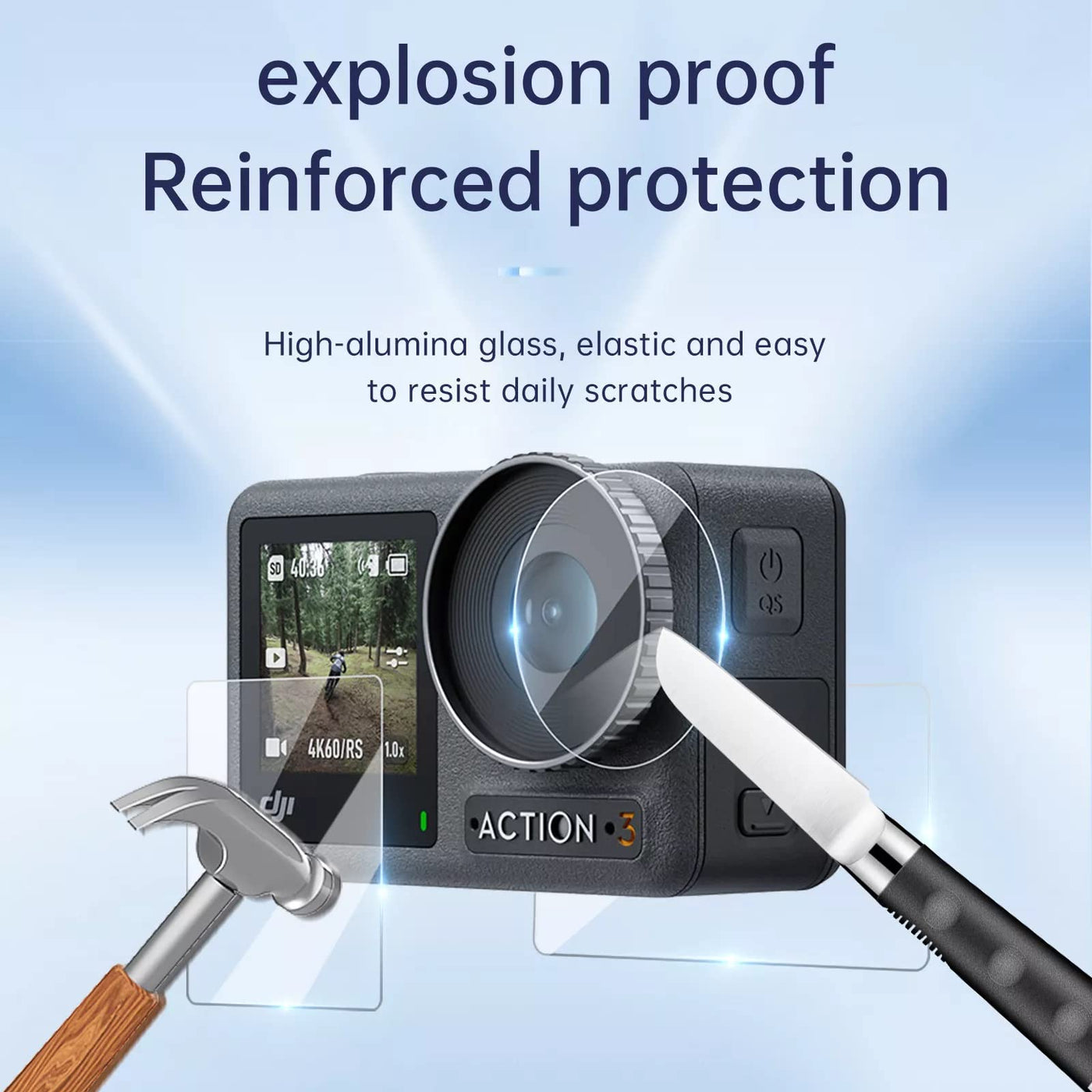 TELESIN Tempered Glass Screen Protector Set for DJI Osmo Action 3 Action 4 Screen Lens Protector
