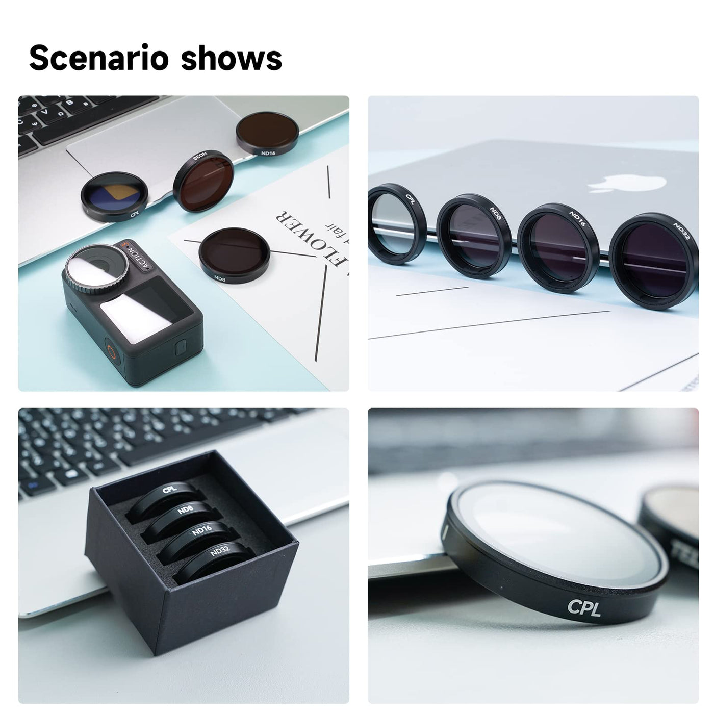 TELESIN CPL/ND8/ND16/ND32 Filter Set for DJI Osmo Action 3 Action 4