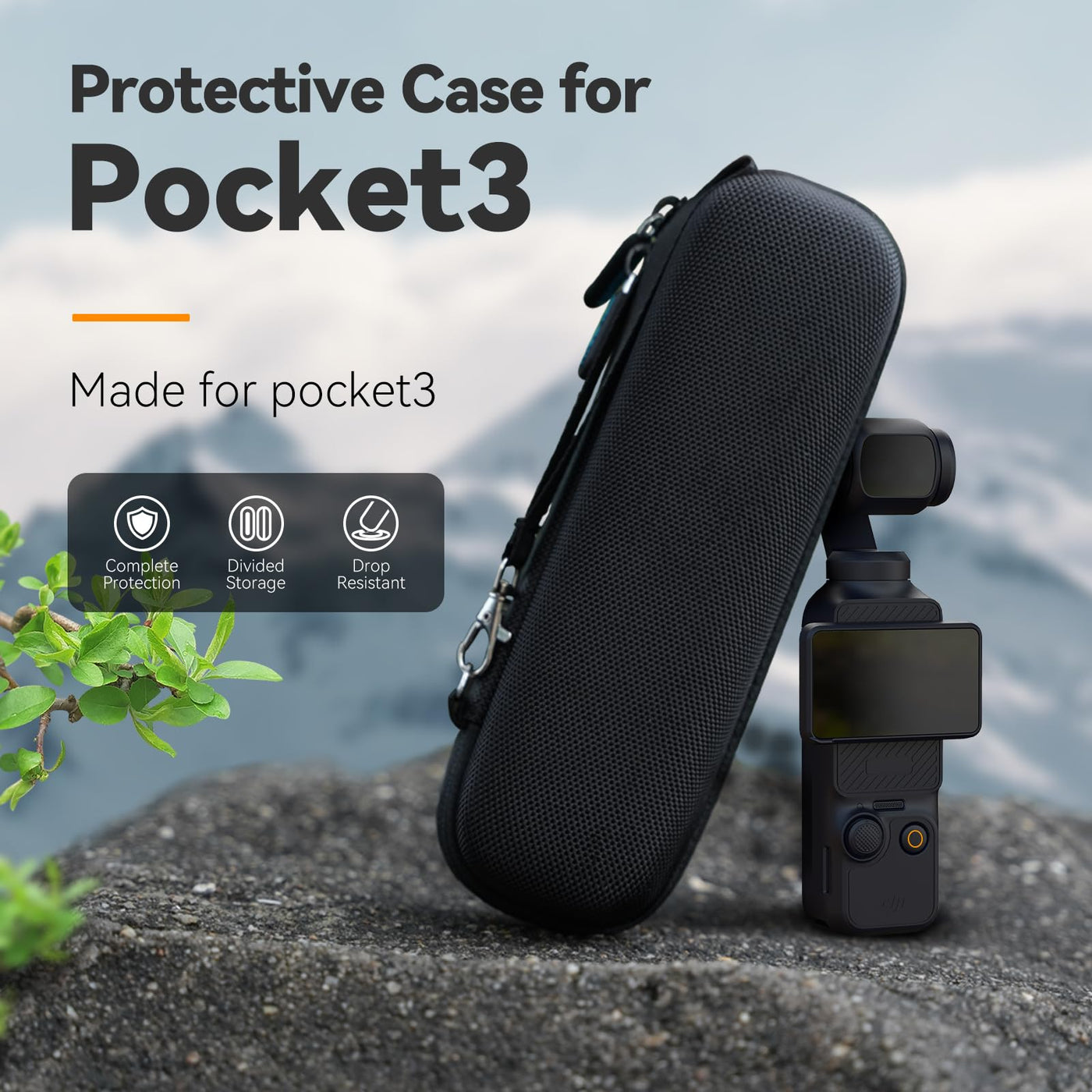 TELESIN Mini Carry Case for DJI Osmo Pocket 3 | Portable Storage Bag with Hand Strap for Osmo Pocket 3