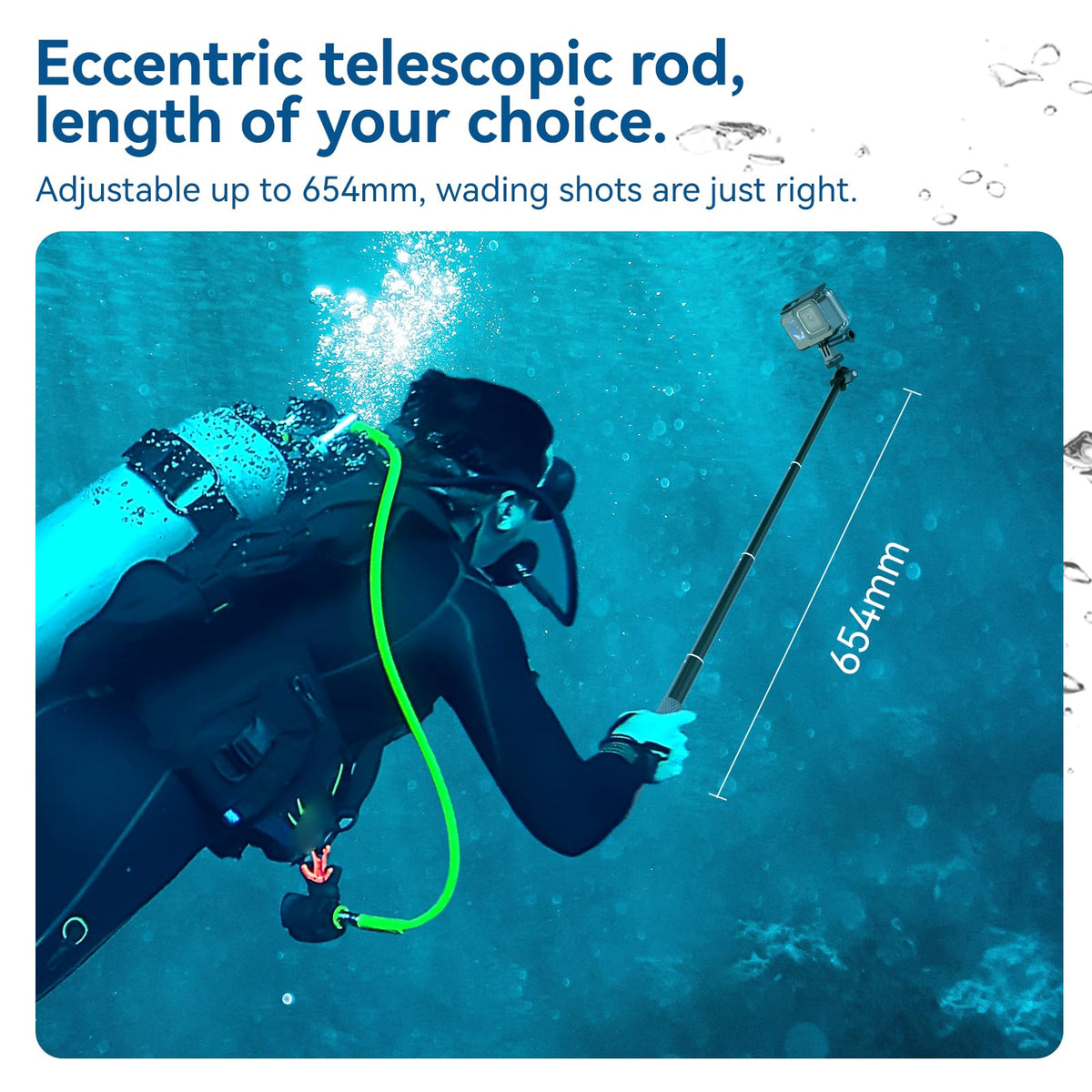 Telesin 65cm Waterproof Snorkeling Selfie Stick for Action Camera